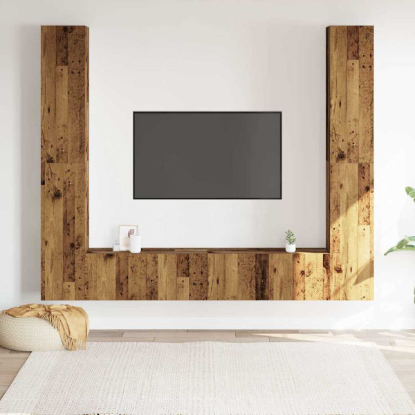 Muebles de TV de pared 6 uds madera vieja madera de ingeniería M 3