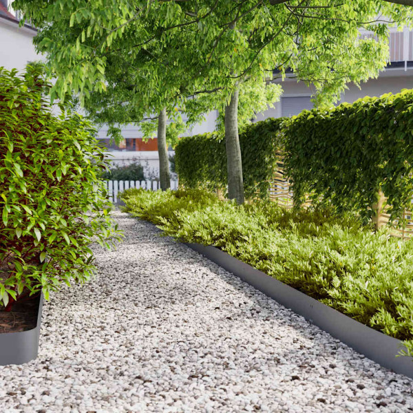 Bordes césped 50 uds antracita 15x103 cm acero laminado frío D