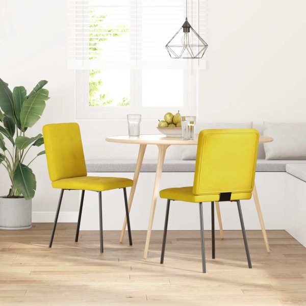 Cadeiras de jantar 2 pcs veludo amarelo M 2