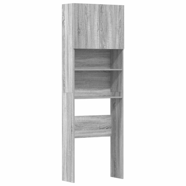 Armario de lavadora madera ingeniería gris sonoma 64x24x190 cm M 2