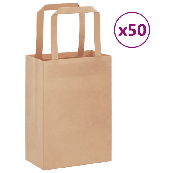 Bolsas de papel kraft con asas 50 uds marrón 15x8x21 cm D