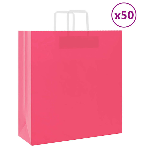 Bolsas de papel kraft con asas 50 uds rosa 45x17x48 cm D