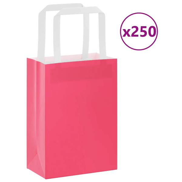 Bolsas de papel kraft con asas 250 uds rosa 15x8x21 cm D