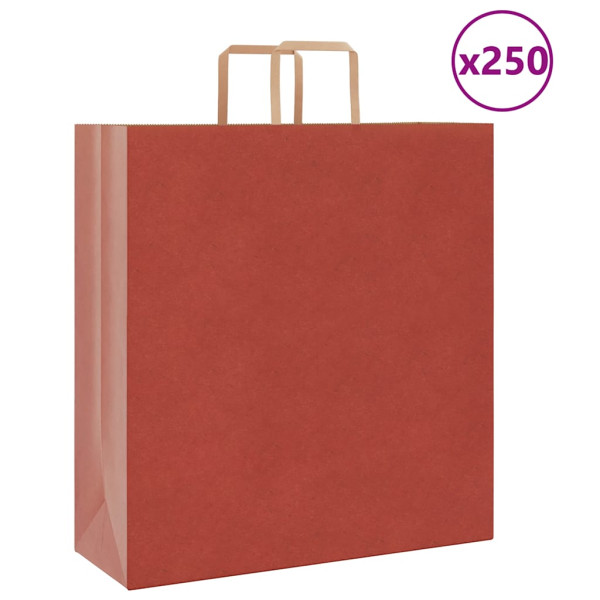 Bolsas de papel kraft con asas 250 uds rojo 45x17x48 cm D
