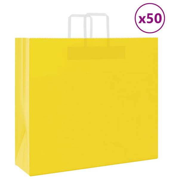 Bolsas de papel kraft con asas 50 uds amarillas 54x15x49 cm D