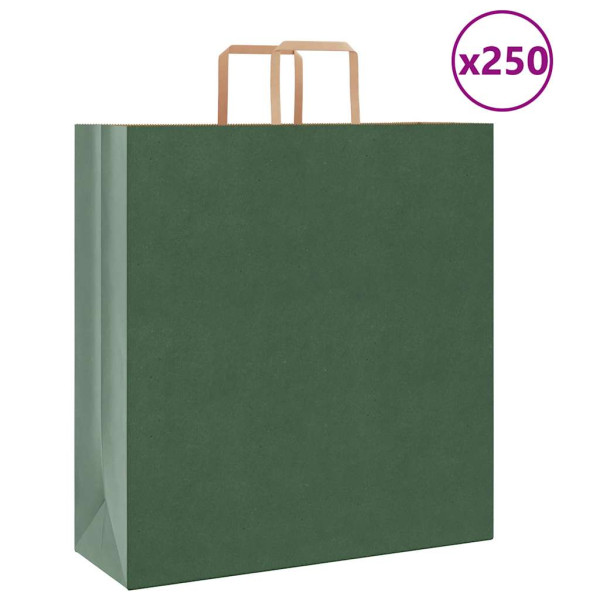Bolsas de papel kraft con asas 250 uds verde 45x17x48 cm D