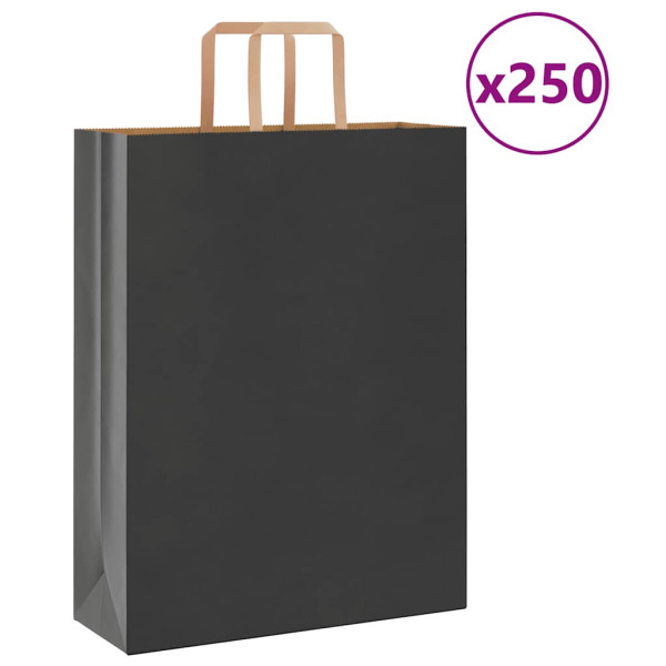 Bolsas de papel kraft con asas 250 uds negra 32x12x42 cm D