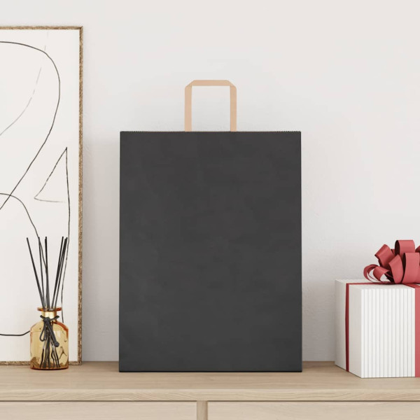 Bolsas de papel kraft con asas 250 uds negra 32x12x42 cm M 2