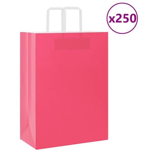 Bolsas de papel kraft con asas 250 uds rosa 32x17x44 cm D
