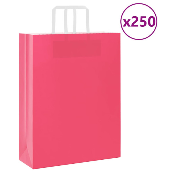 Bolsas de papel kraft con asas 250 uds rosa 32x12x42 cm D