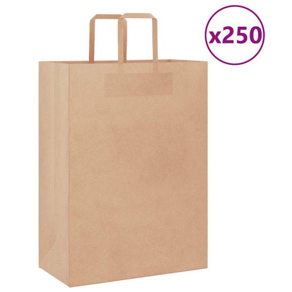 Bolsas de papel kraft con asas 250 uds marrón 32x17x44 cm D