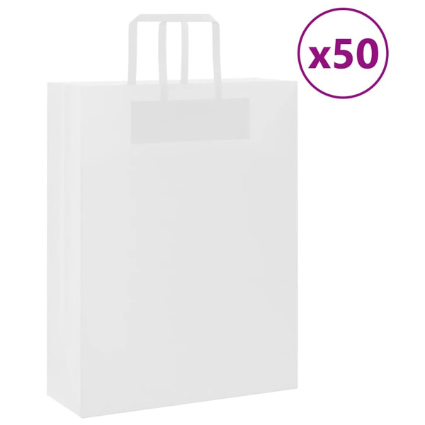Bolsas de papel kraft con asas 50 uds blanca 32x12x42 cm D