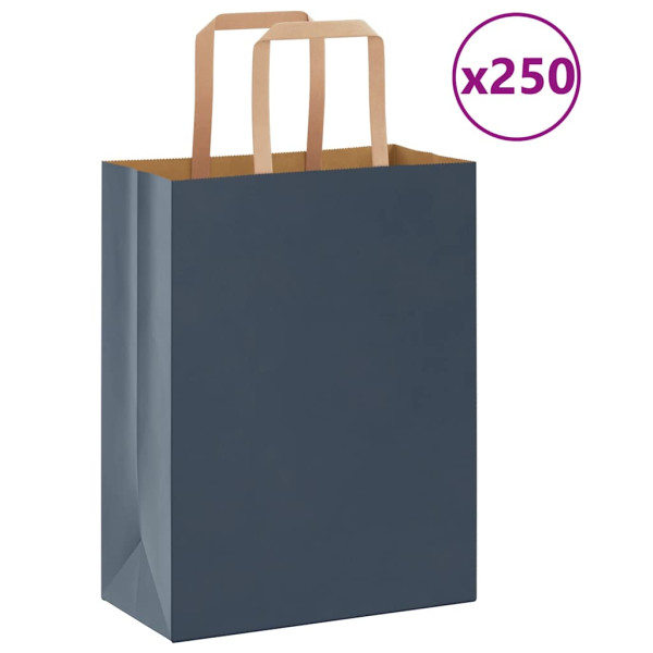 Bolsas de papel kraft con asas 250 uds azul 21x11x28 cm D
