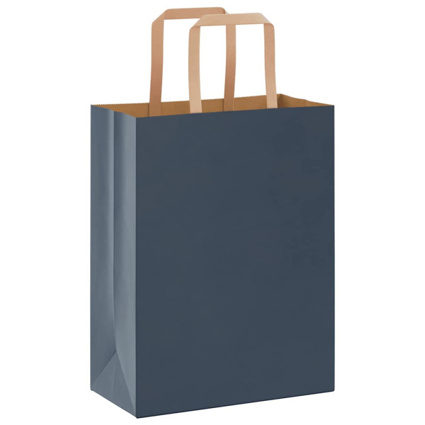 Bolsas de papel kraft con asas 250 uds azul 21x11x28 cm M 3