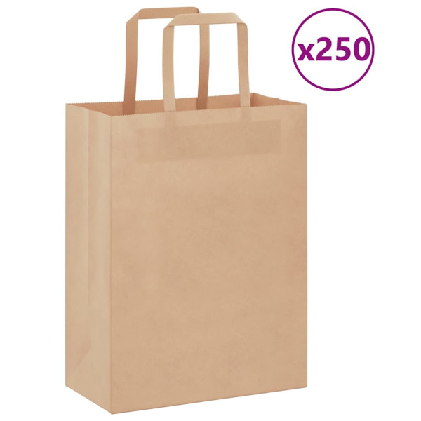 Bolsas de papel kraft con asas 250 uds marrón 21x11x28 cm D