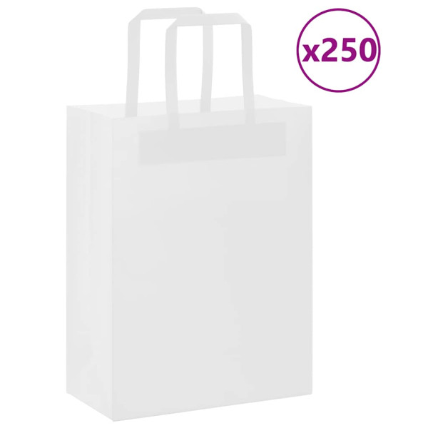 Bolsas de papel kraft con asas 250 uds blanca 21x11x28 cm D