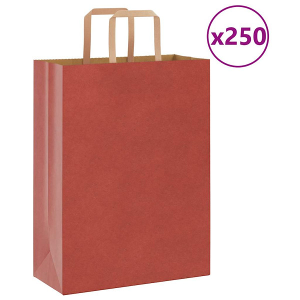Bolsas de papel kraft con asas 250 uds rojo 26x12x35 cm D