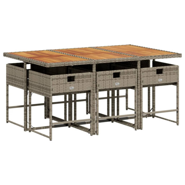 Set comedor jardín 7 pzas y cojines ratán sintético gris M 3