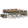 Set comedor de jardín con cojines 13 pzas ratán sintético gris 2