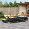 Set comedor de jardín con cojines 15 pzas ratán sintético negro 1