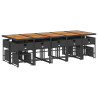 Set comedor de jardín con cojines 15 pzas ratán sintético negro 3
