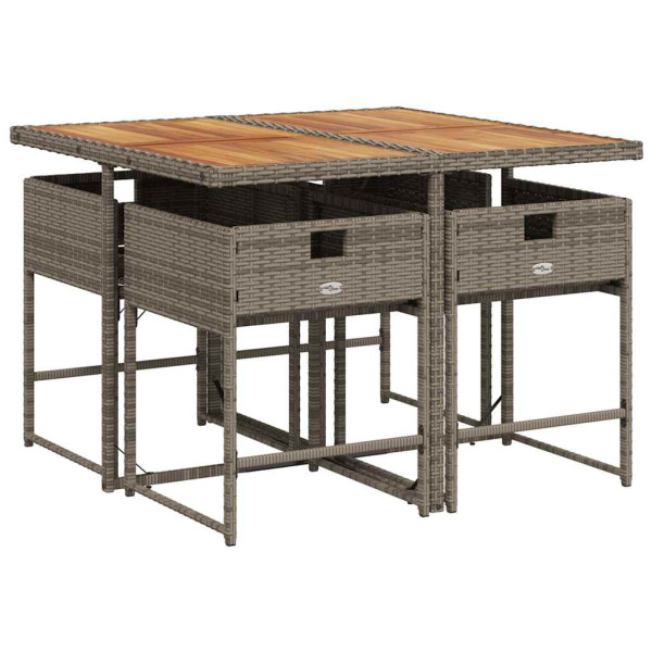 Set comedor de jardín 5 piezas con cojines ratán sintético gris M 3