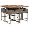 Set comedor de jardín 5 piezas con cojines ratán sintético gris 3