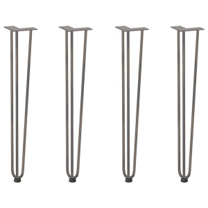 Patas mesa tipo horquilla 4 uds acero macizo acero natural 72cm H