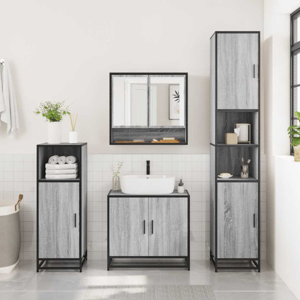 Set de muebles de baño 2 pzas madera contrachapada gris sonoma M 4