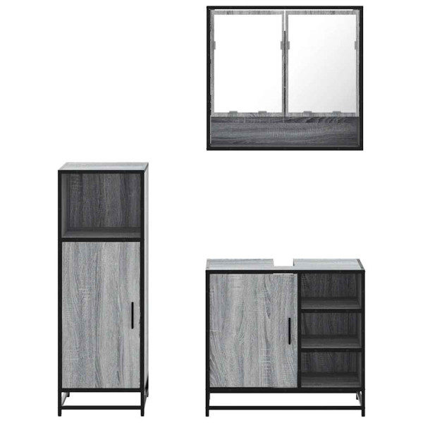 Set de muebles de baño 3 pzas madera contrachapada gris sonoma M 5
