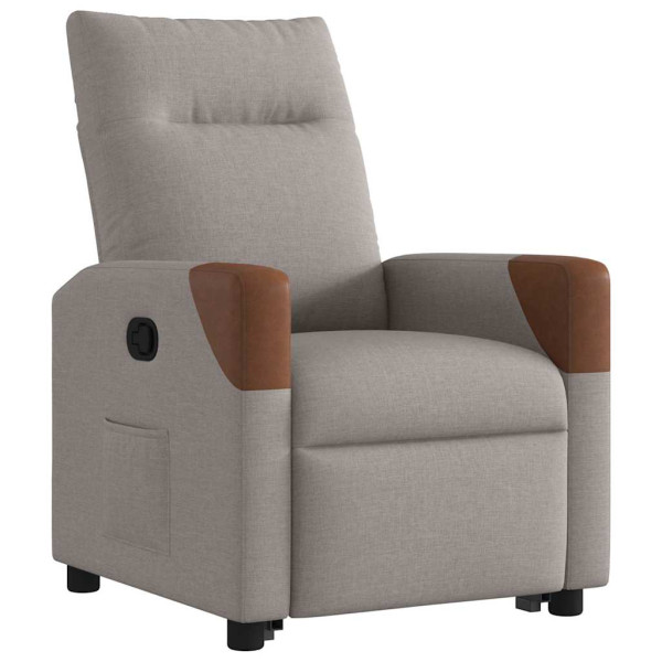 Sillón reclinable elevable tela gris taupe M 4