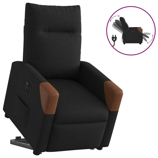 Sillón eléctrico reclinable elevable de tela negro D