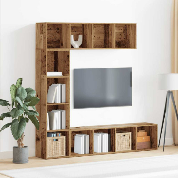 Estantería para libros 3 uds madera vieja madera de ingeniería M 3