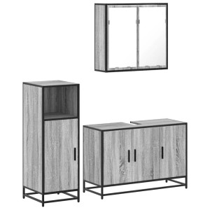 Set de muebles de baño 3 pzas madera contrachapada gris sonoma H