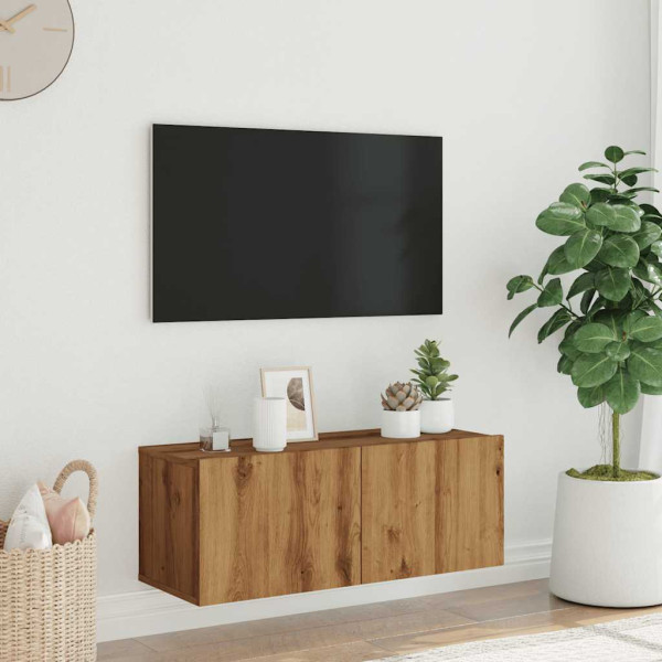 Mueble TV de pared madera ingeniería roble artisan 80x30x30 cm M 3