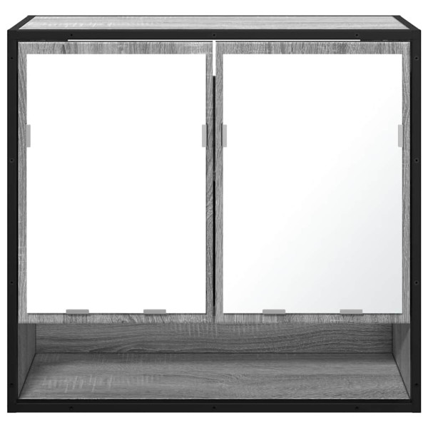 Armario con espejo de baño madera gris sonoma 65x20x60 cm M 5