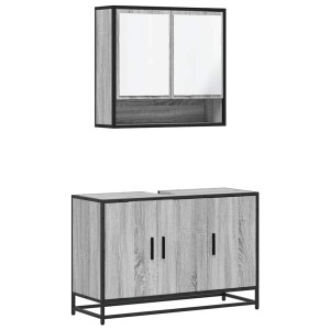 Set de muebles de baño 2 pzas madera contrachapada gris sonoma H
