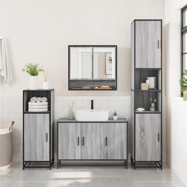 Set de muebles de baño 2 pzas madera contrachapada gris sonoma M 4