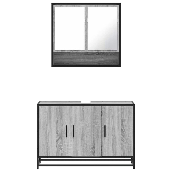 Set de muebles de baño 2 pzas madera contrachapada gris sonoma M 5