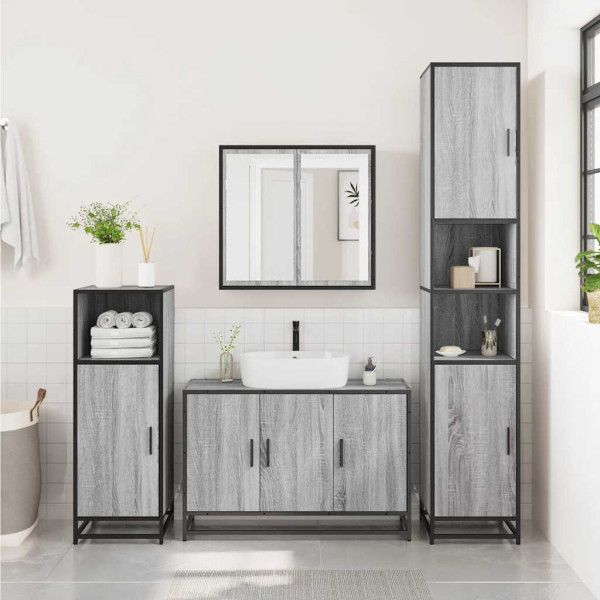 Set de muebles de baño 2 pzas madera contrachapada gris sonoma M 4