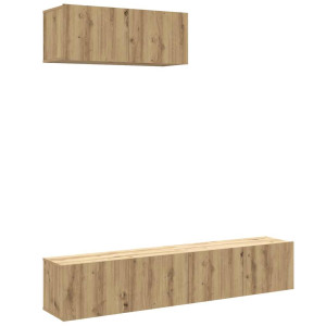 Mueble para TV de pared madera contrachapada artesanal 3 piezas H
