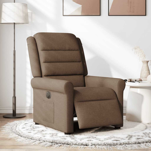 Sillón reclinable eléctrico de tela marrón M 3