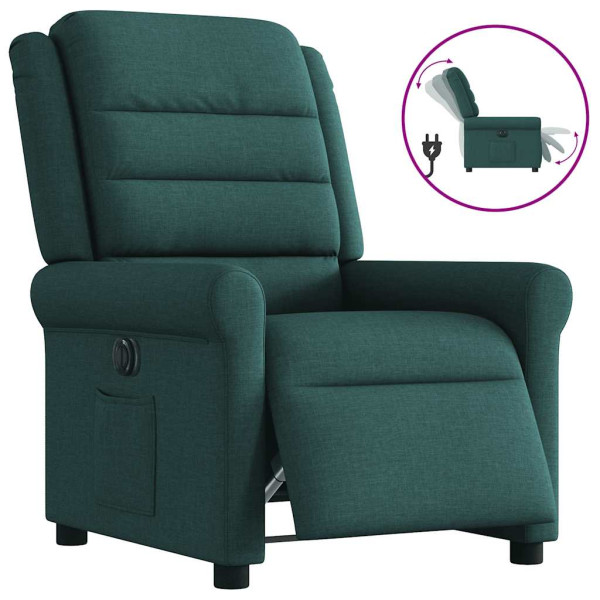 Sillón reclinable eléctrico tela verde oscuro D