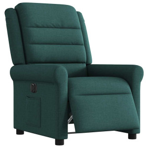 Sillón reclinable eléctrico tela verde oscuro H