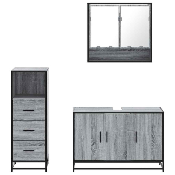 Set de muebles de baño 3 pzas madera contrachapada gris sonoma M 5