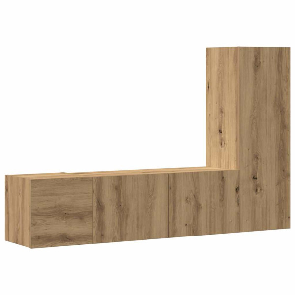 Muebles de TV de pared 3 uds madera ingeniería roble artesanal M 2