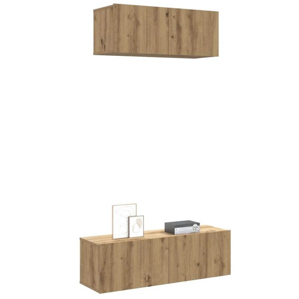 Mueble para TV de pared madera contrachapada artesanal 2 piezas D