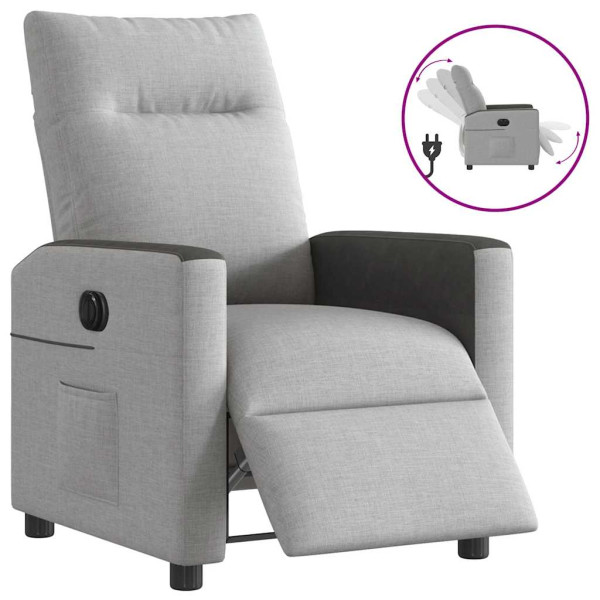 Sillón reclinable eléctrico de tela gris nube D
