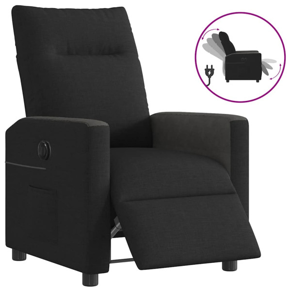 Sillón reclinable eléctrico de tela negro D