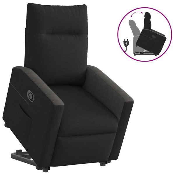 Sillón reclinable elevable tela negro D